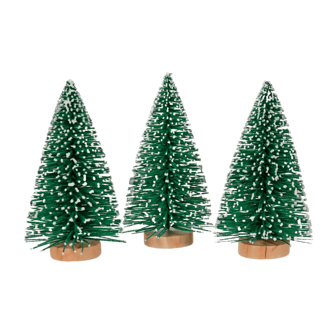 Mini pino nevado con base 9cm x 5cm 3pz