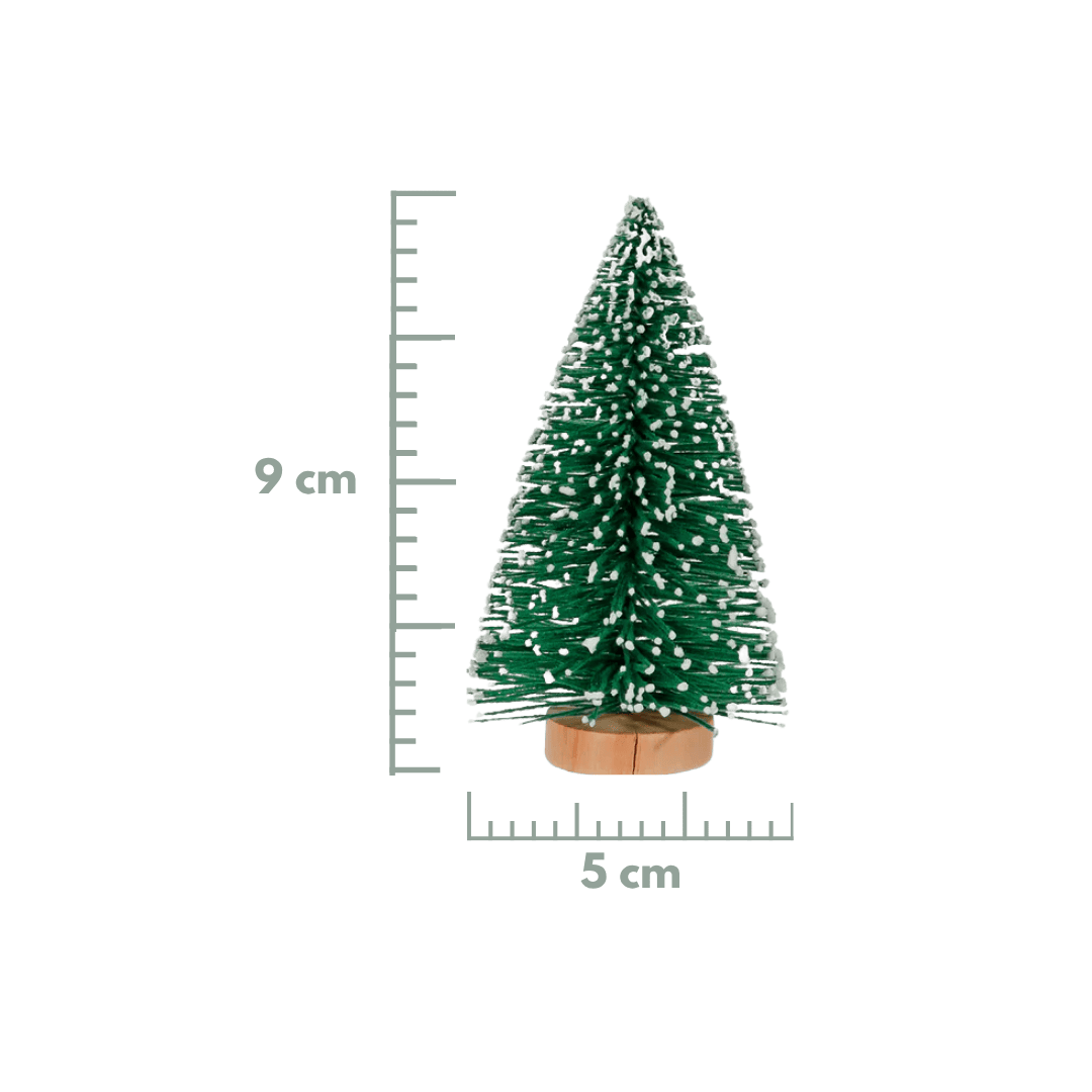 Mini pino nevado con base 9cm x 5cm 3pz