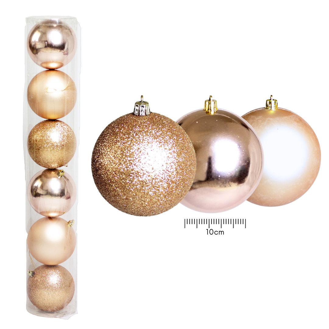(BHK00272CHG) Esfera DE 10CM C/6PZ Champaña-Dorado