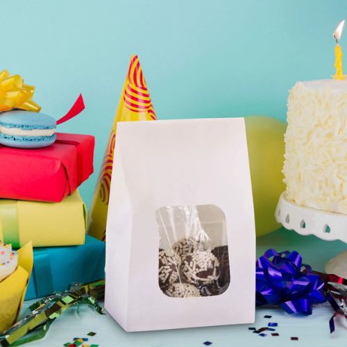 Bolsa papel plastico blanca 16x9x6 cm 12 pz