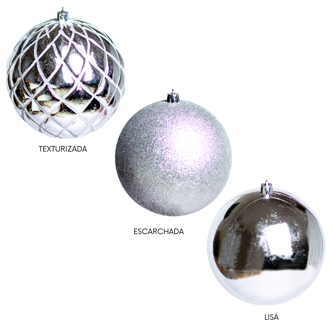 (Bhk00225S(S)) Paq. De Esferas navideñas De 12Cm C/3Pcs Plata W/Plata