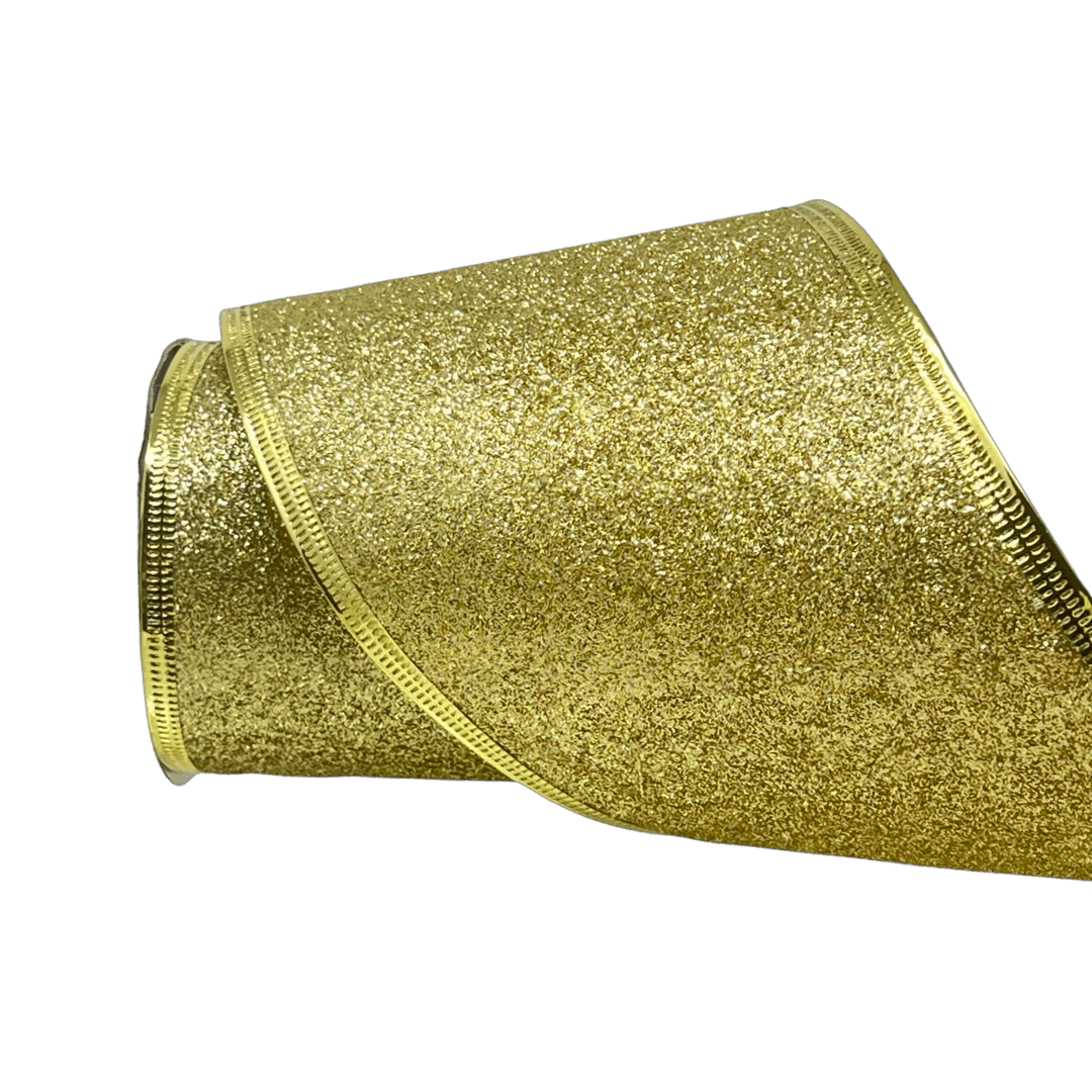 (Tch001454G) Liston navideño Escarchado Alambre 10Cm 9M oro