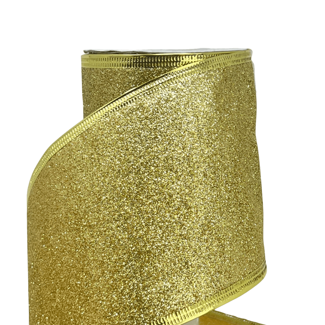 (Tch001454G) Liston navideño Escarchado Alambre 10Cm 9M oro