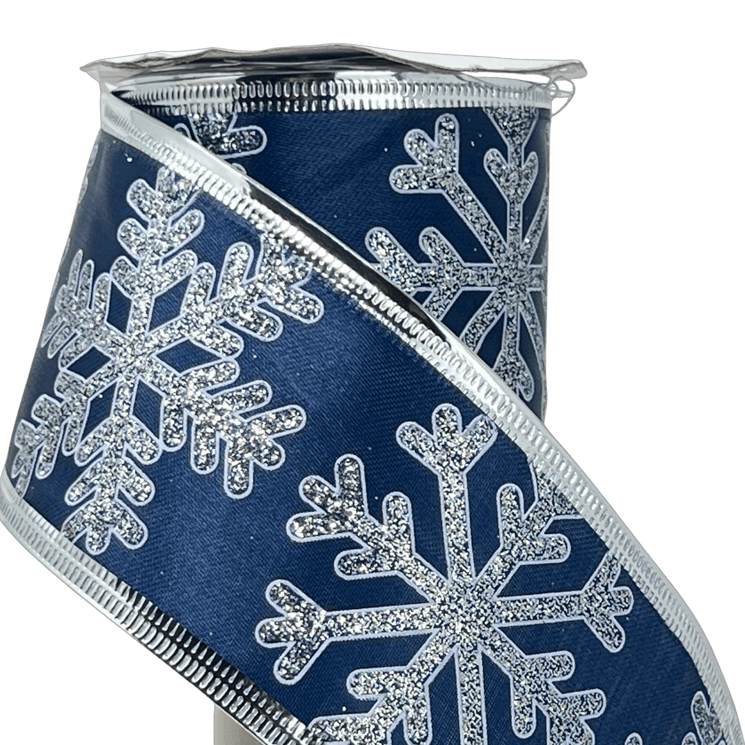 (Tch01538Ob) Liston Navideno Copos 6Cm 9M Azul
