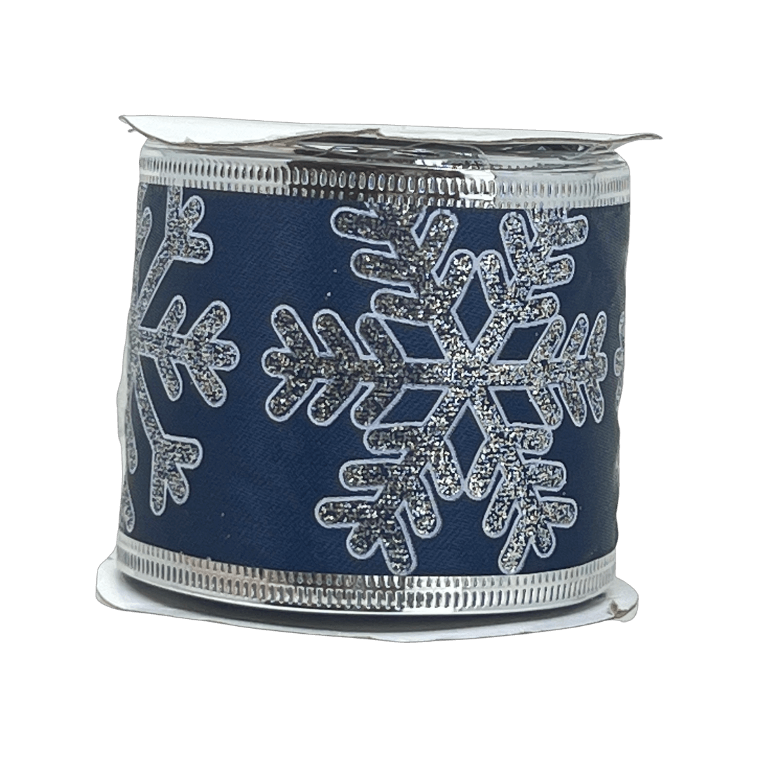 (Tch01538Ob) Liston Navideno Copos 6Cm 9M Azul