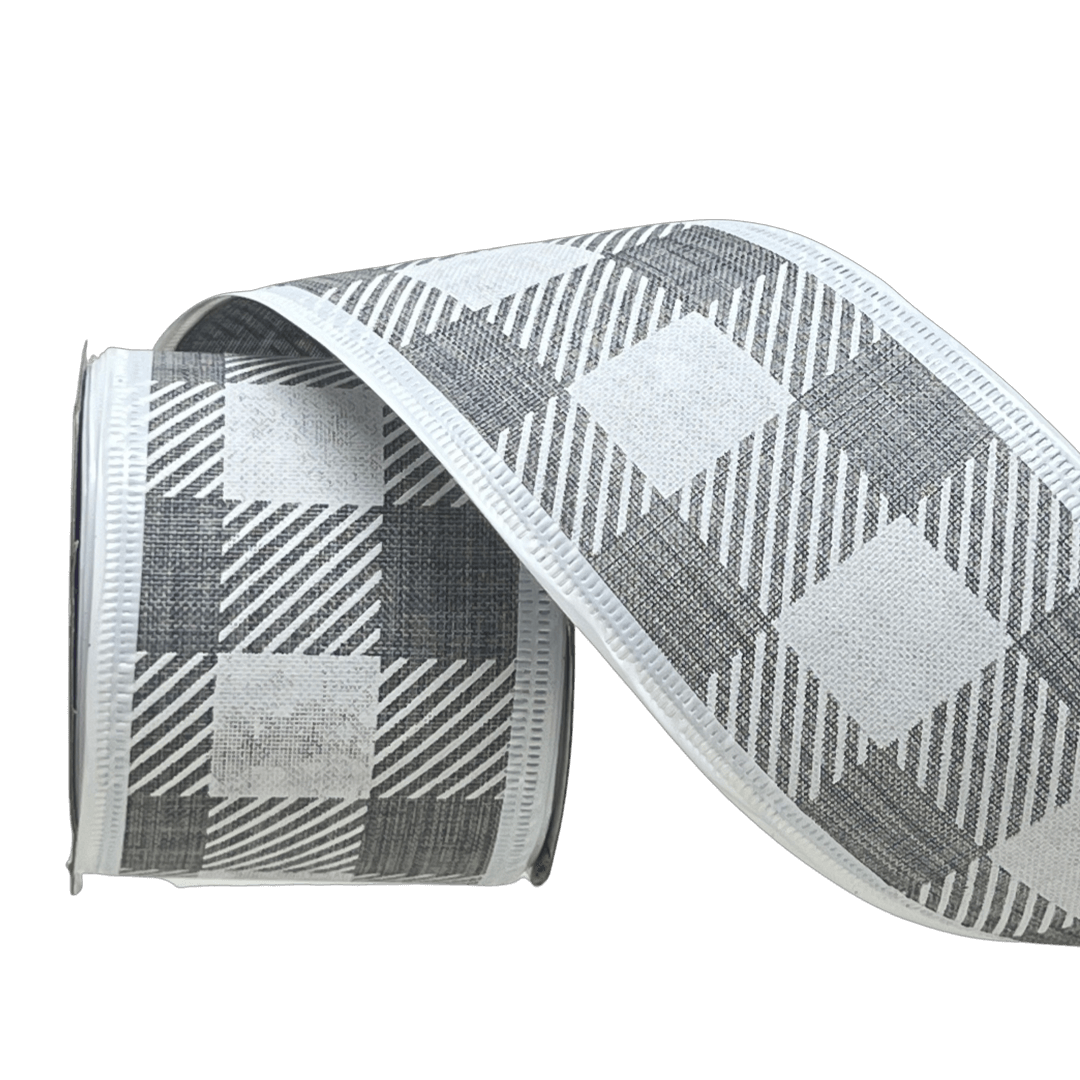 (28774) Liston navideño Cuadros 6Cm 9M Gris