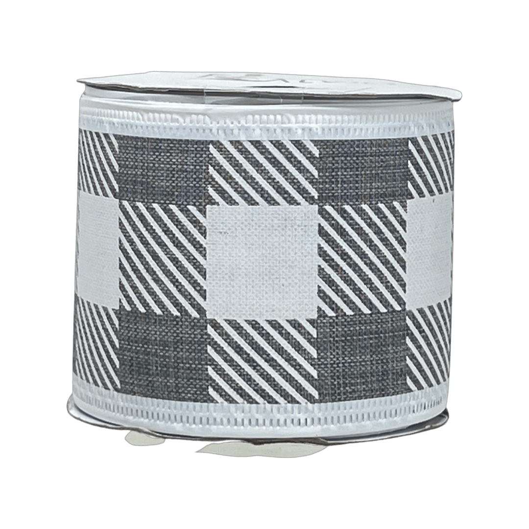 (Tch01631) Liston navideño Cuadros 6Cm 9M Gris