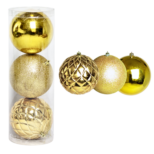 (Bhk00225G(G)) Paq. De Esfera De 12Cm C/3Pcs Dorado