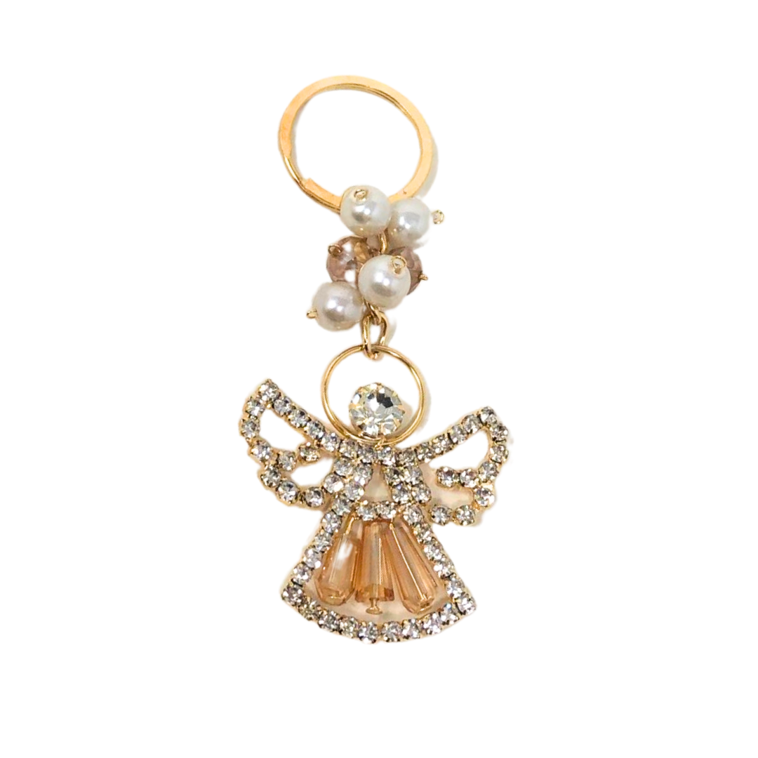 Llavero angel gota cristal con piedra 7 cm