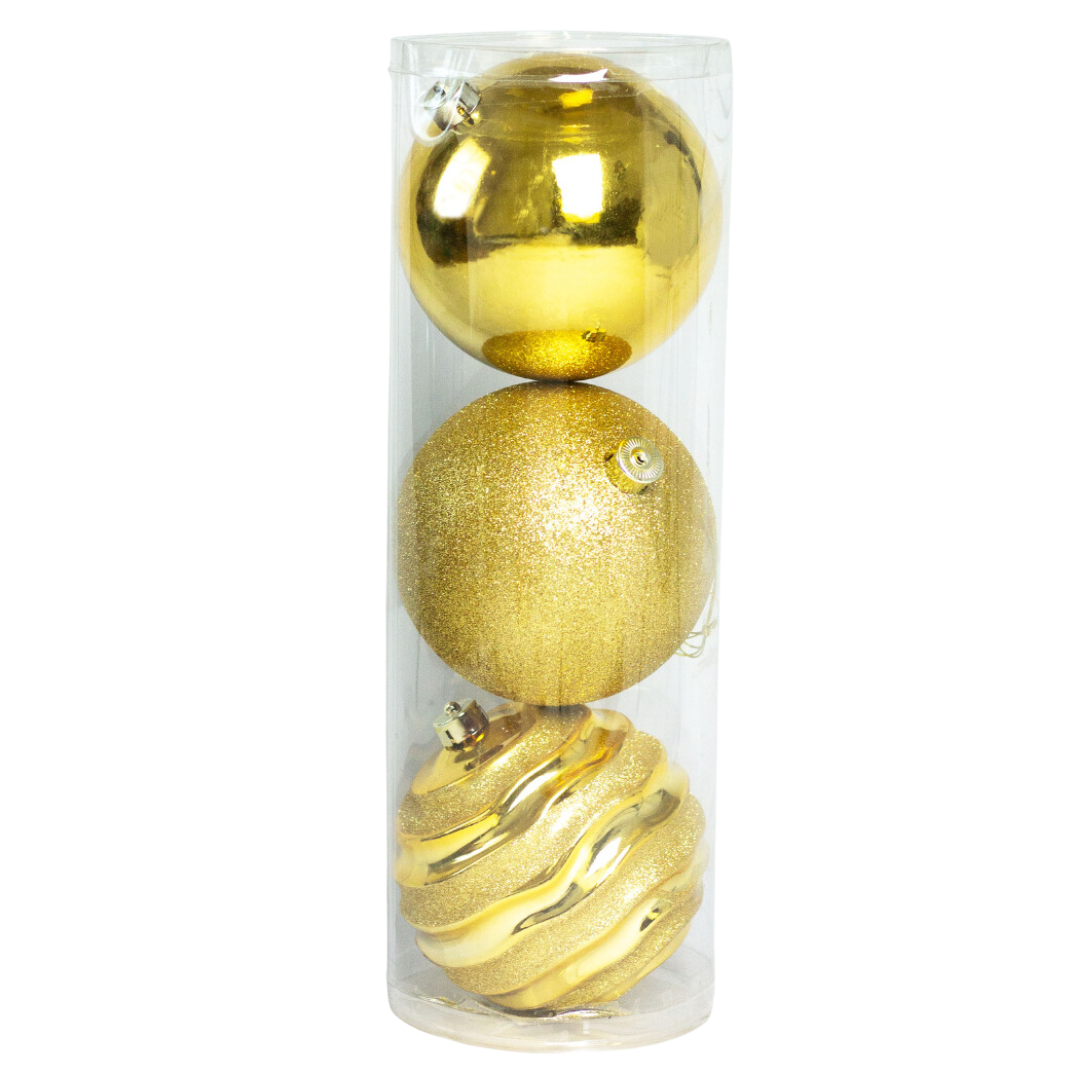(BHK00226G(G)) Esfera navideña de 15CM C/3PZ Dorado