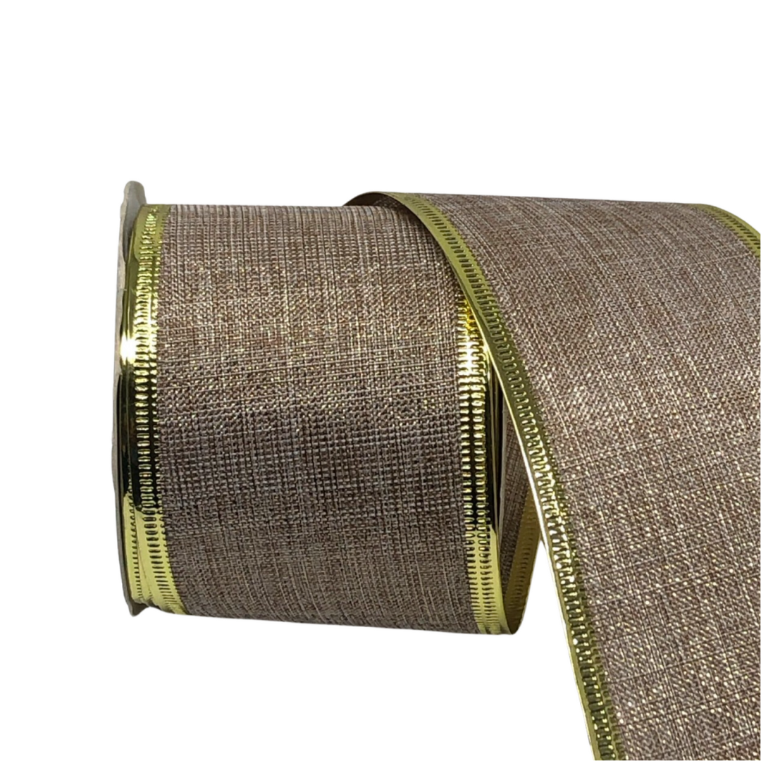 (249-1094) Liston Navideño Yute 6CM C-9M Oro/Rosa