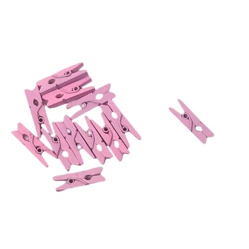 (PNZ0010) Pinza de madera 2.5 cm 12 PZ rosa