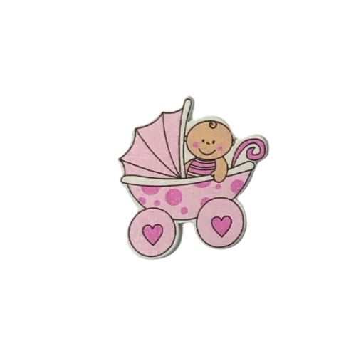 (25223) Figura de madera carreola rosa 3.5 cm c/12 pz