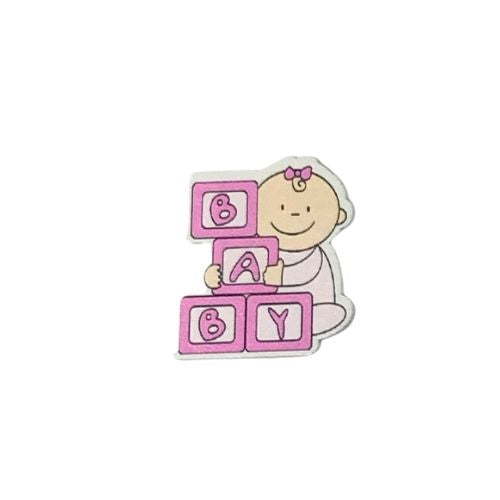 (25224) Figura de madera baby cubos rosa 3.5 cm c/12 pz