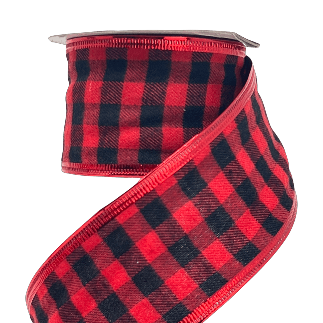 (26293) Liston cuadros 6cm x 9m neg/rojo