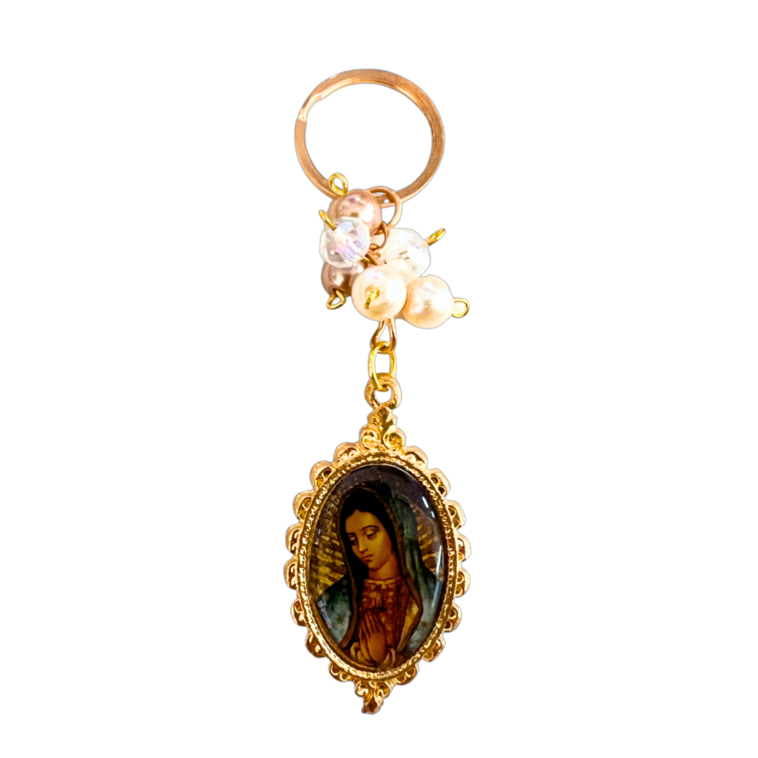 Llavero encapsulado de la virgen maria