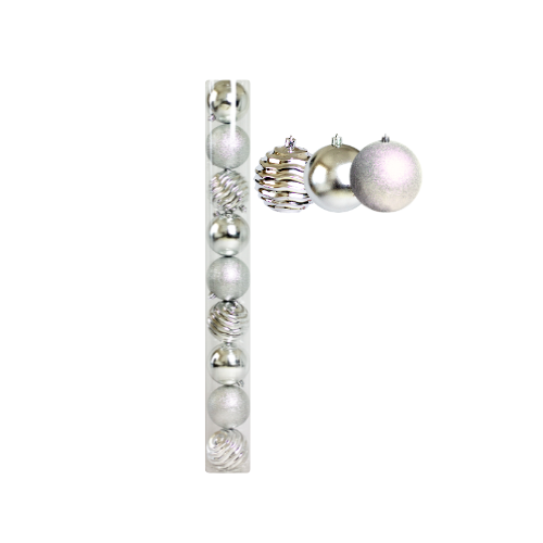(Bhk01004S)Esferas Navideñas De 8Cm C/9Pcs, Plata