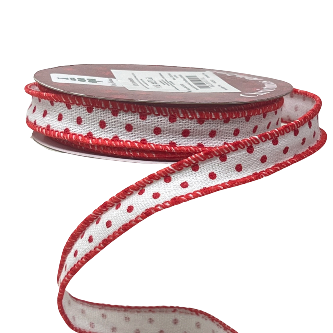 (28881) Liston Navideño Puntos con alambre 1.6Cm x 9m