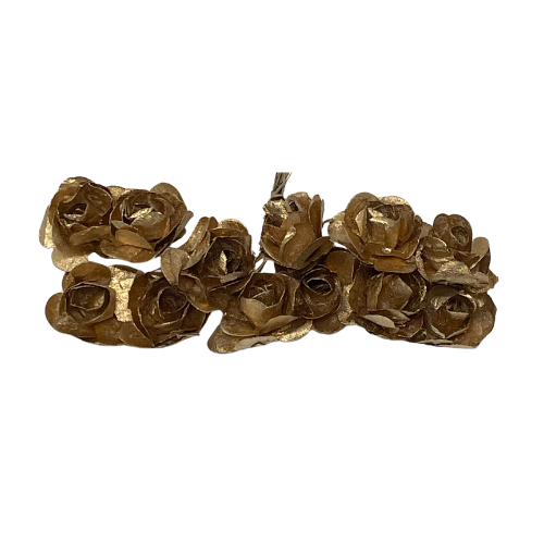 (29386) Flor metalica chica c/12 pz, dor/plat