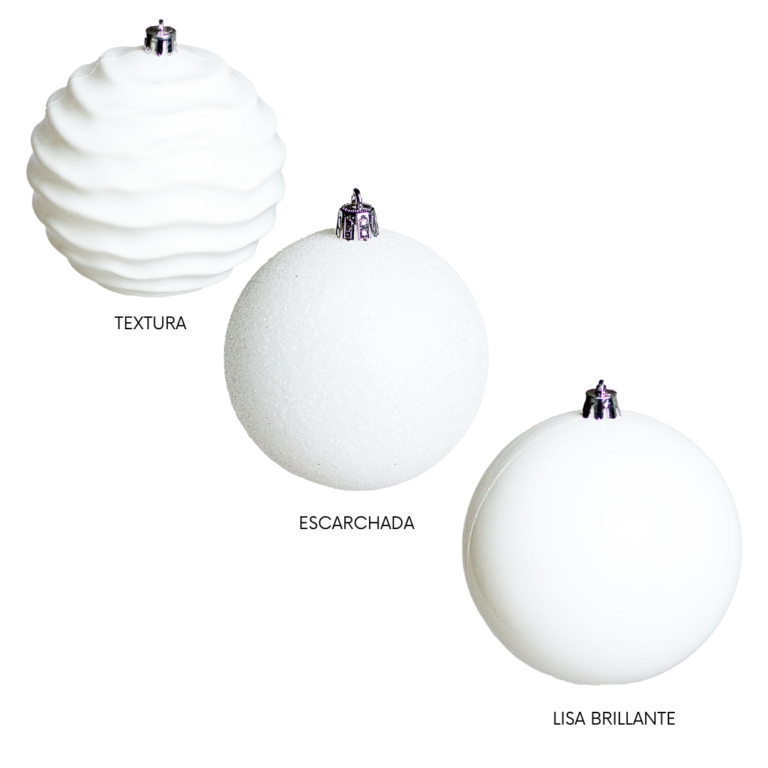 (Bhk01121W) Esfera navideña Metálica 8Cm C/20 Blanco