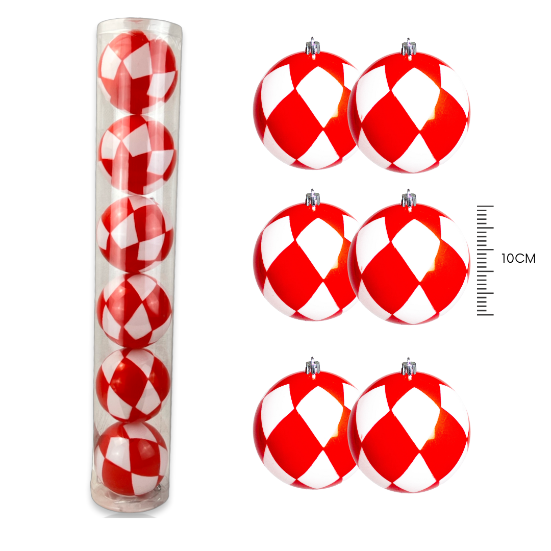 Esferas navidenas Arlequín bicolor Rojo (diferentes tamaños)