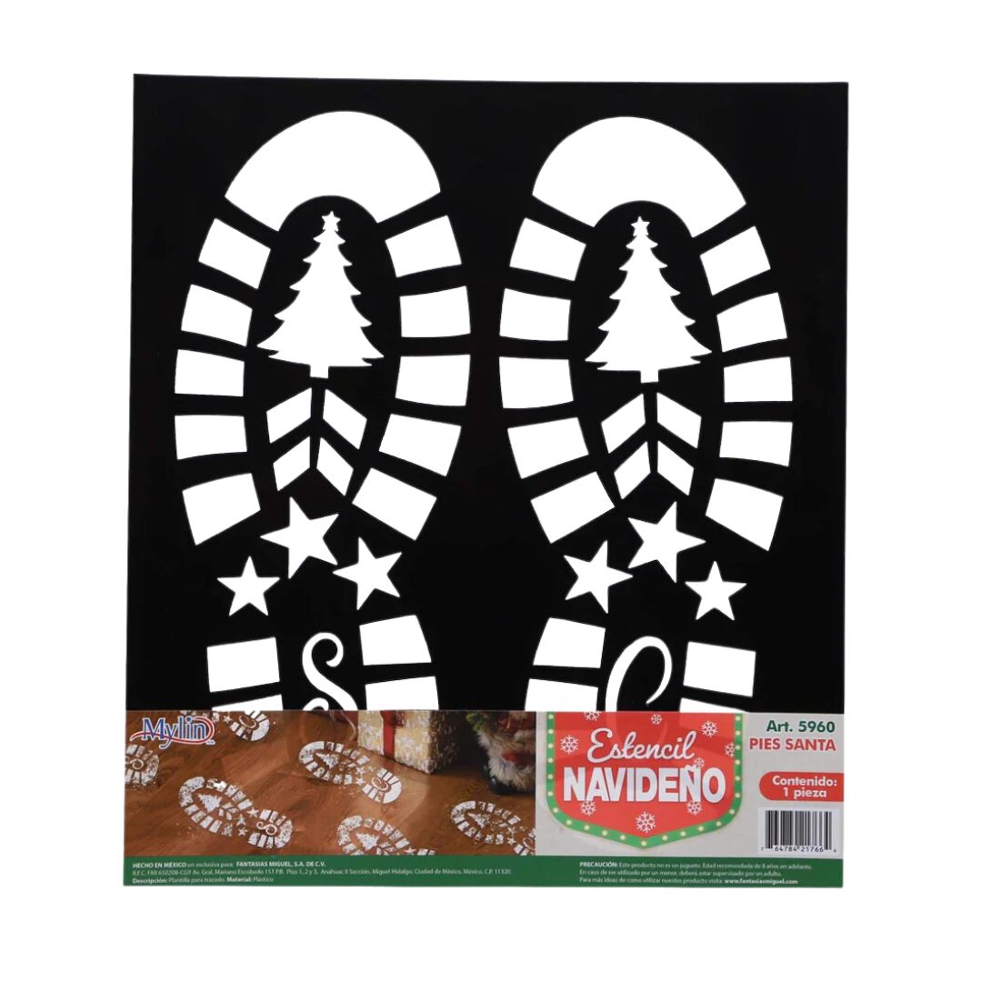 (5960) Estencil navideño pies de santa 27.5 x 24.5 cm