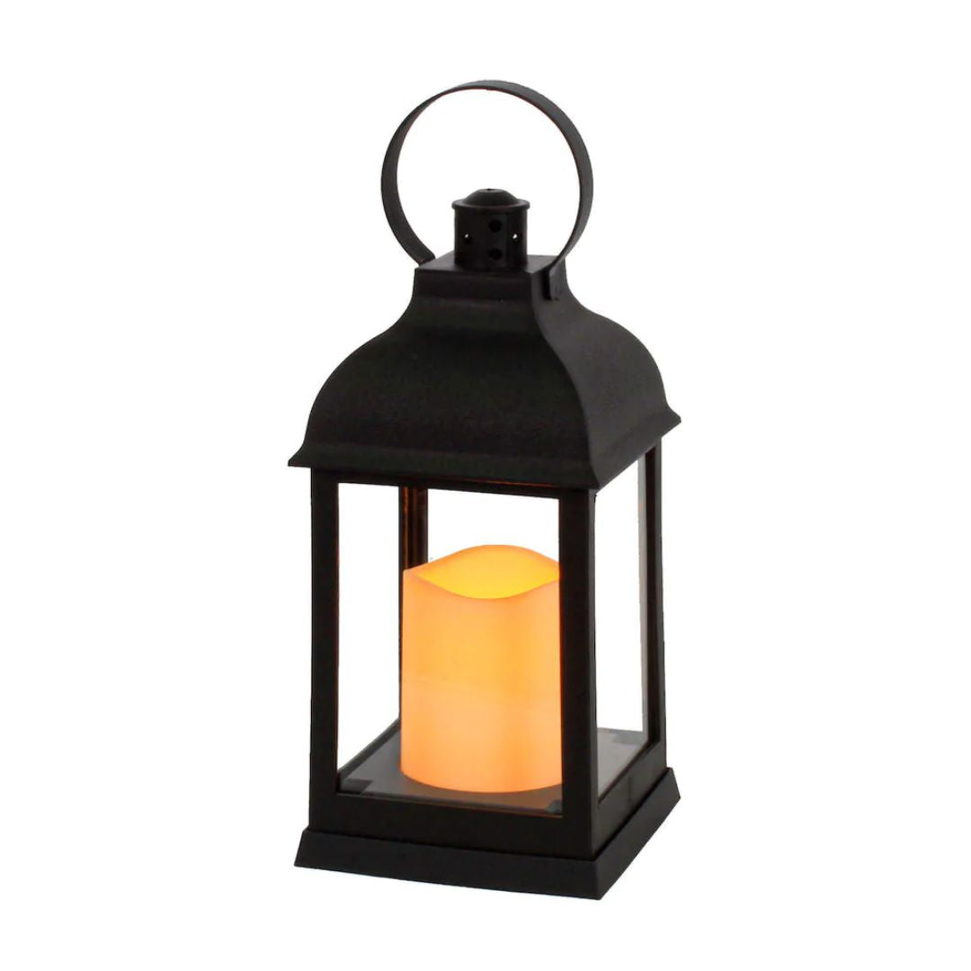 (7026-A) Quinque plastico con vela 21 cm negro