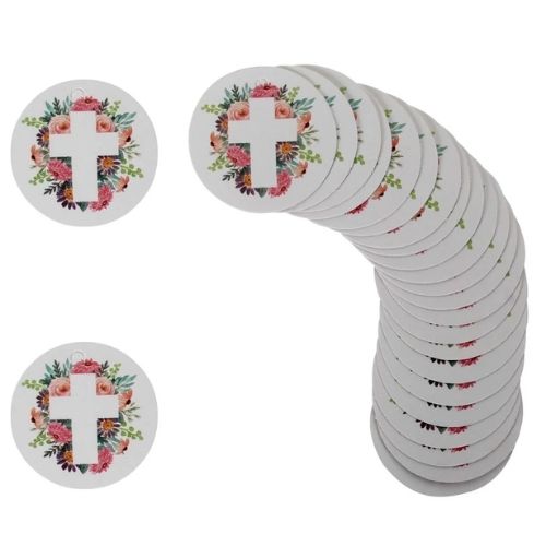 (7463) Tarjeta Redonda Cruz 3.5x3.5cm 24pz