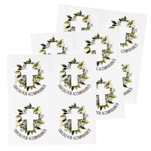 (7465) Calcomanía Círculo Cruz 4.5x4.5cm 12pz