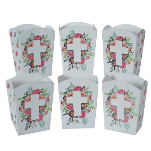 (7467) Caja palomitas cruz 9.5x7x4.5cm verde/rosa