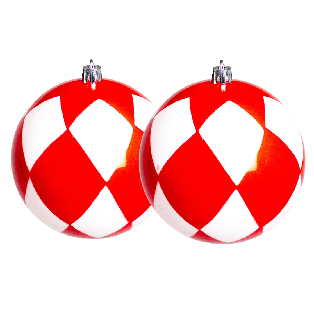 Esferas navidenas Arlequín bicolor Rojo (diferentes tamaños)
