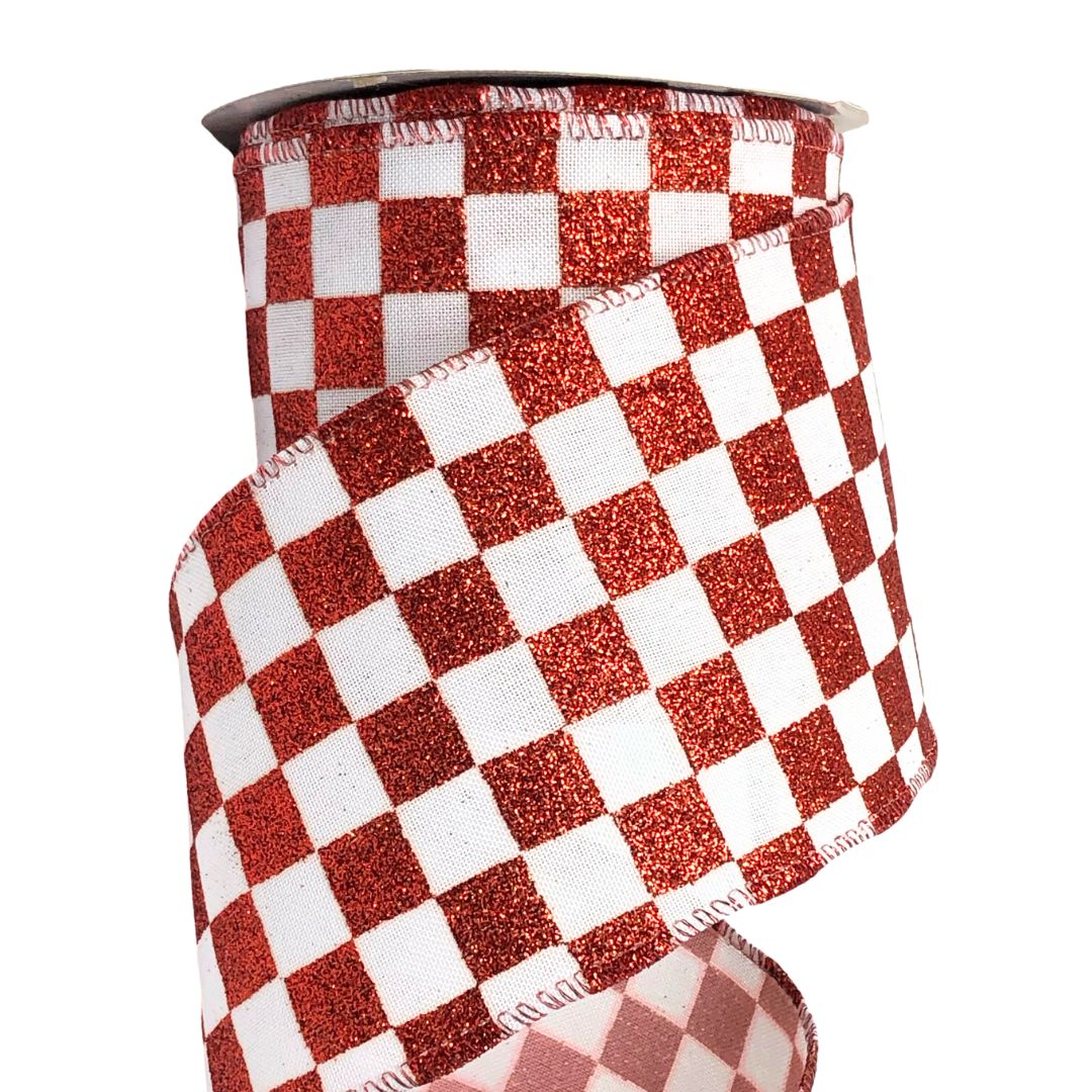(D2328-030065) Liston cuadros bco/roj 10 CM X 9 M