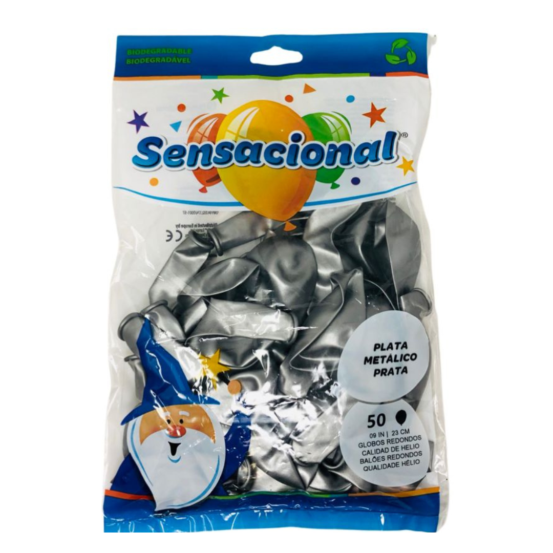 Globo metalico #9 c/50 pzs