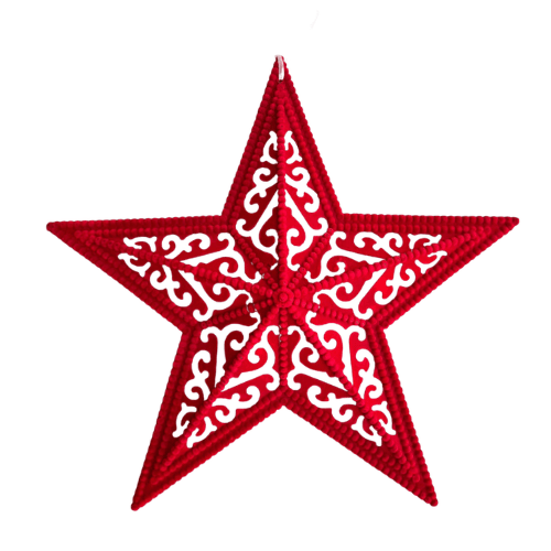 Estrella Terciopelo 3D 45Cm rojo