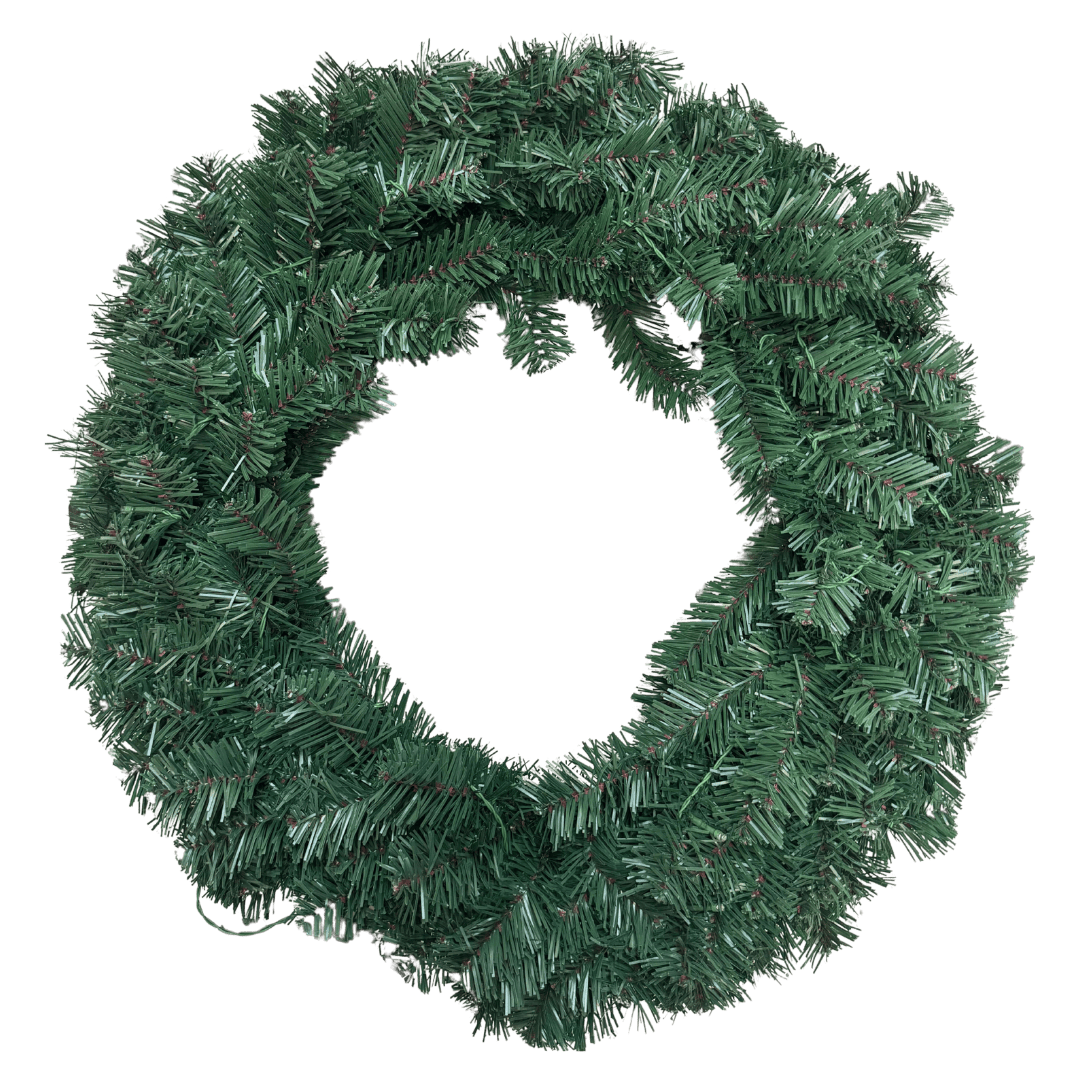 CORONA CON LUZ LED CALIDA 70CM VERDE