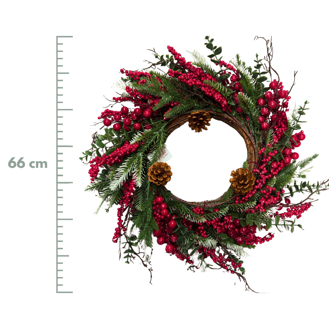 CORONA BERRIES CON PIÑAS 66CM