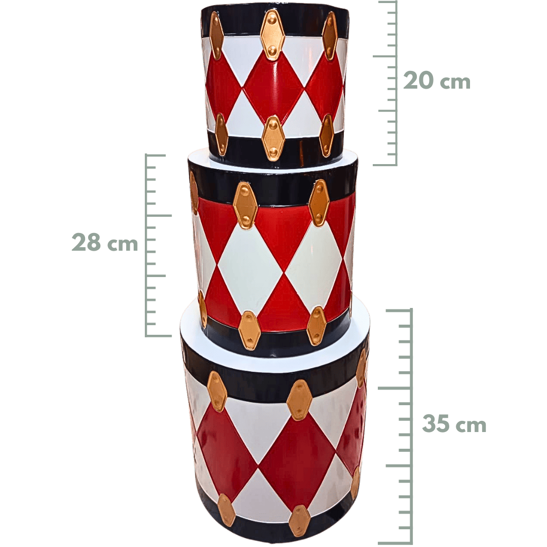 Tambores metalicos c/3 pz rojo 20cm/28cm/35cm