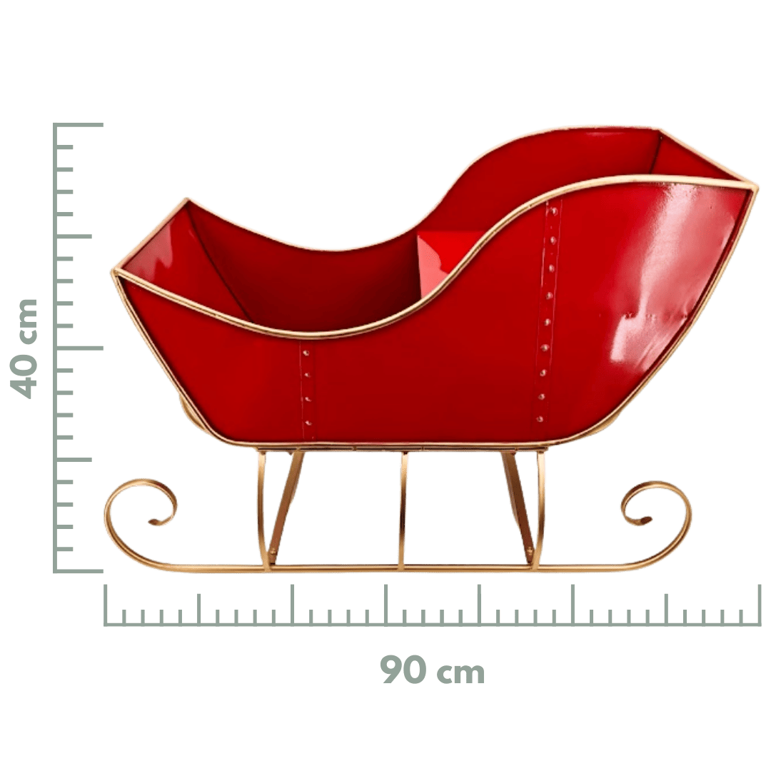 (BFF0013R) Mega trineo metalico decorativo 90 cm x 40 cm