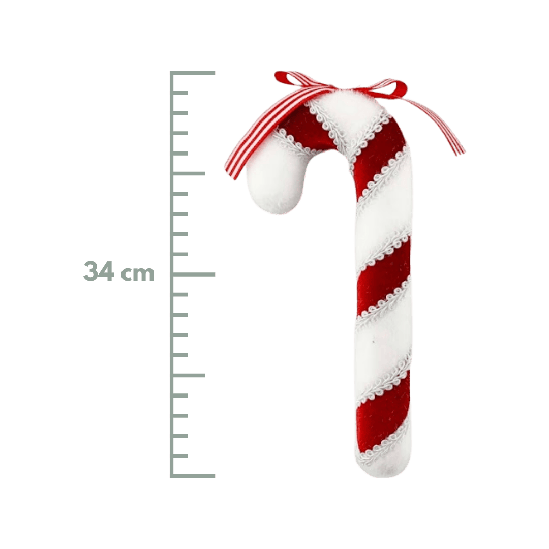 (BG01101RW) BASTON CANDY CANE 34X12CM ROJO/BLANCO