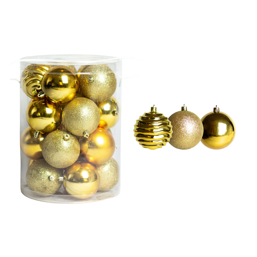 (BHK00216G) Esfera De 8CM C/20PZ Dorado