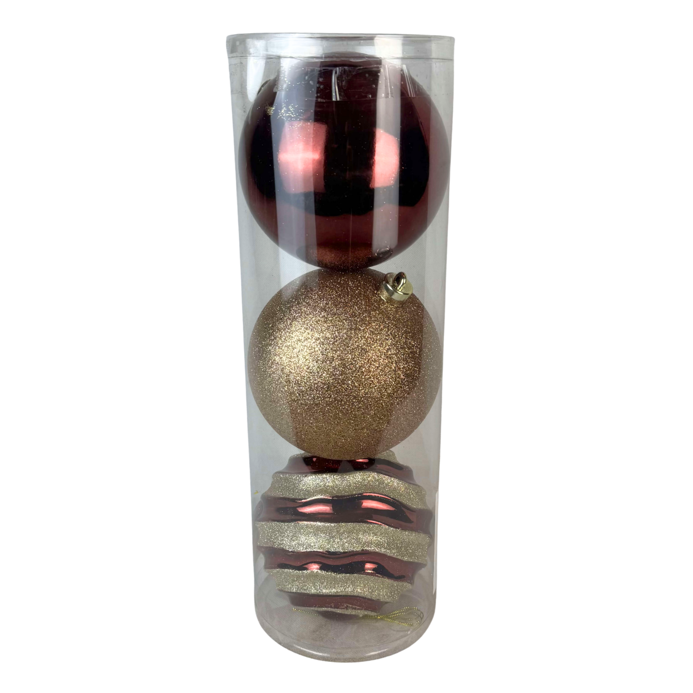 (BHK00226BUCHG) Esfera 15 cm tubo c/3 pz vino/champaña