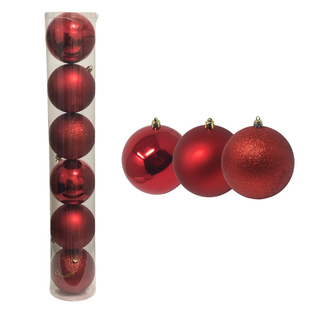 (BHK00272R) Esfera DE 10CM C/6PZ Rojo