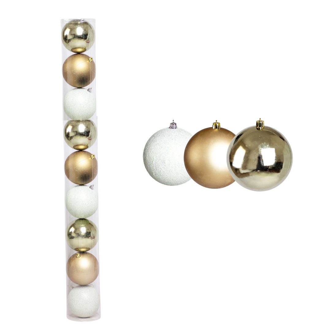 (Bhk00273A) Paq. De Esfera De 8Cm C/9Pcs Antique