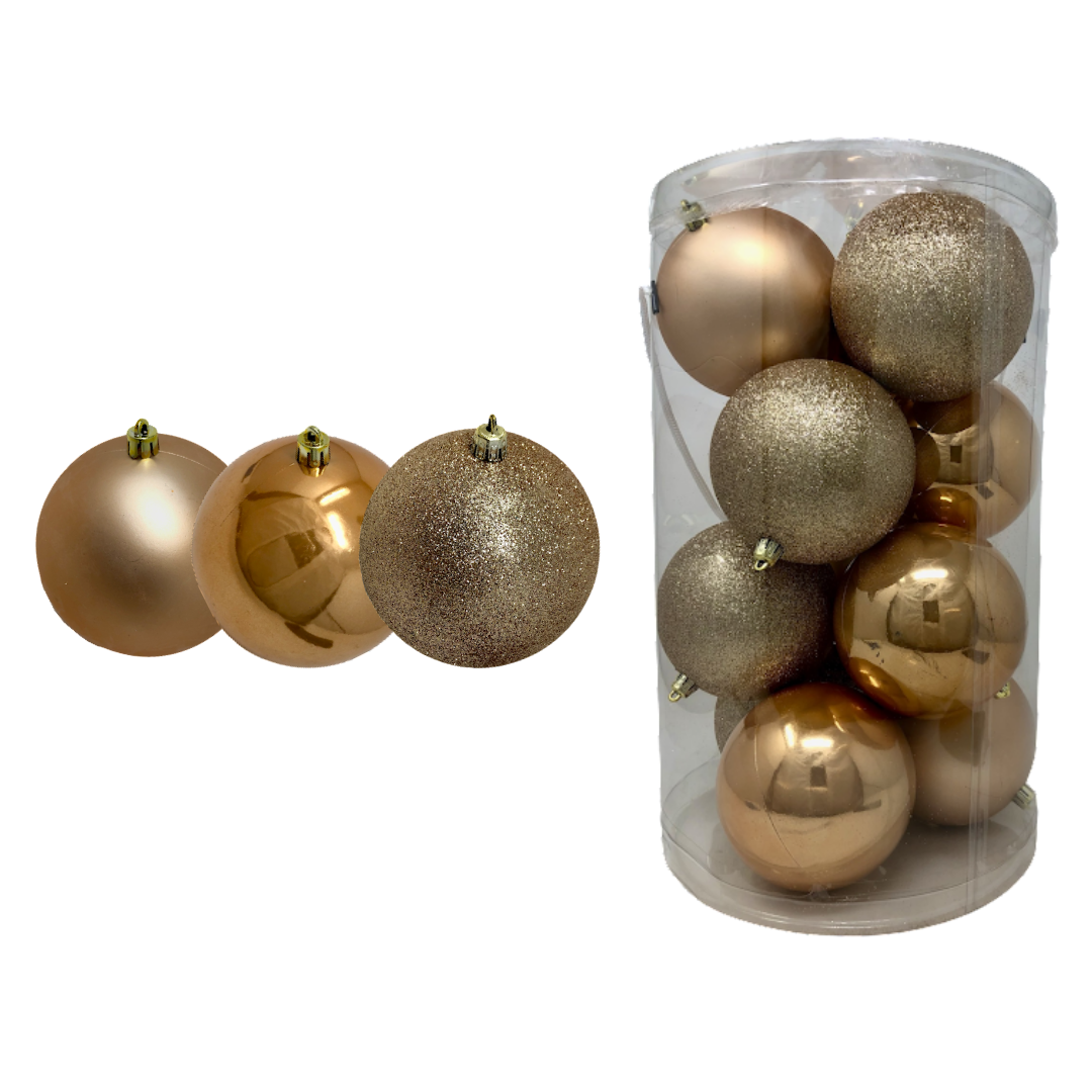 (BHK01064CP) Esfera de 10 cm c/12 pz tarro bronce