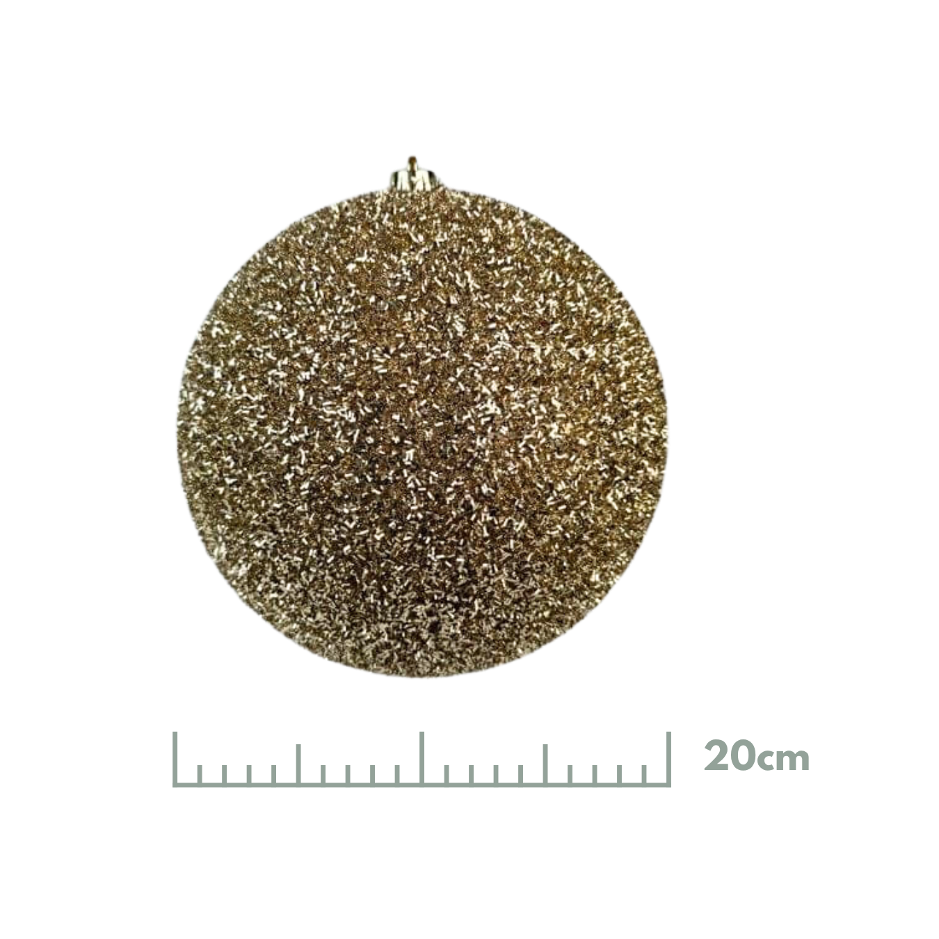 Esfera tinsel champaña, medidas 20 cm/25 cm