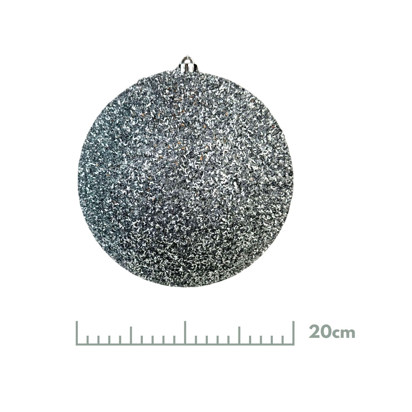 Esfera tinsel plata, medidas 20 cm/25 cm