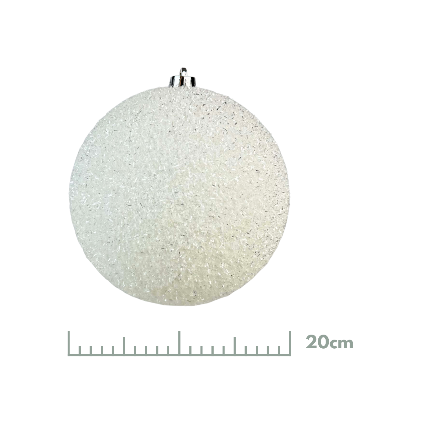 Esfera tinsel blanco, medidas 20 cm/25 cm
