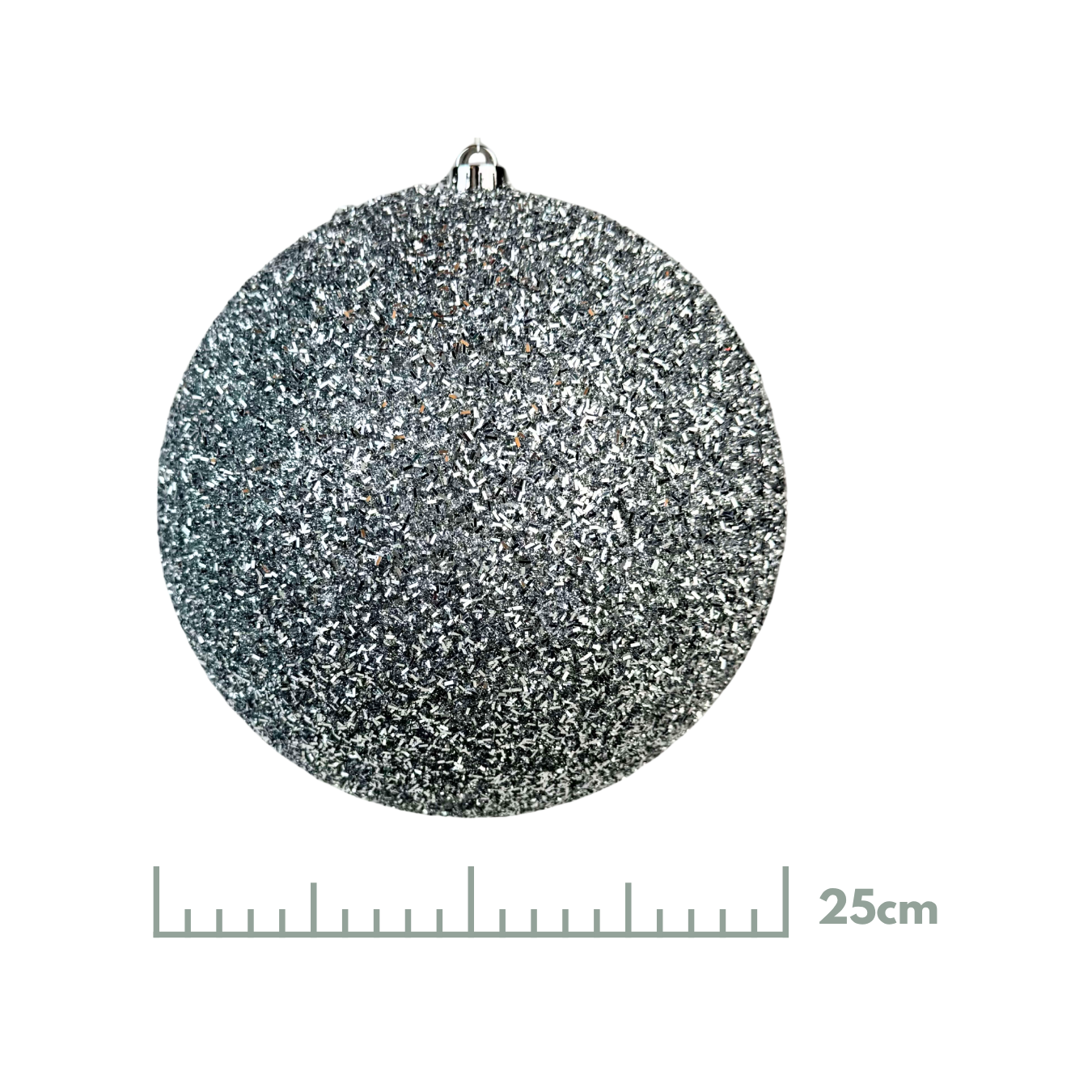 Esfera tinsel plata, medidas 20 cm/25 cm