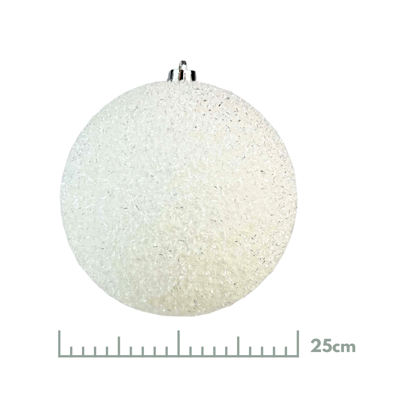 Esfera tinsel blanco, medidas 20 cm/25 cm