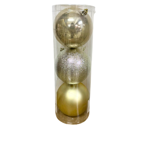 (BHK01260LG) Esfera 12 Cm C/3 pzs Dorado Claro